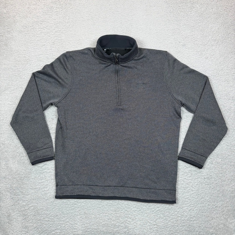 Under Armour Golf Mens Medium Charcoal Grey Micro Stripe Quarter Zip Pullover